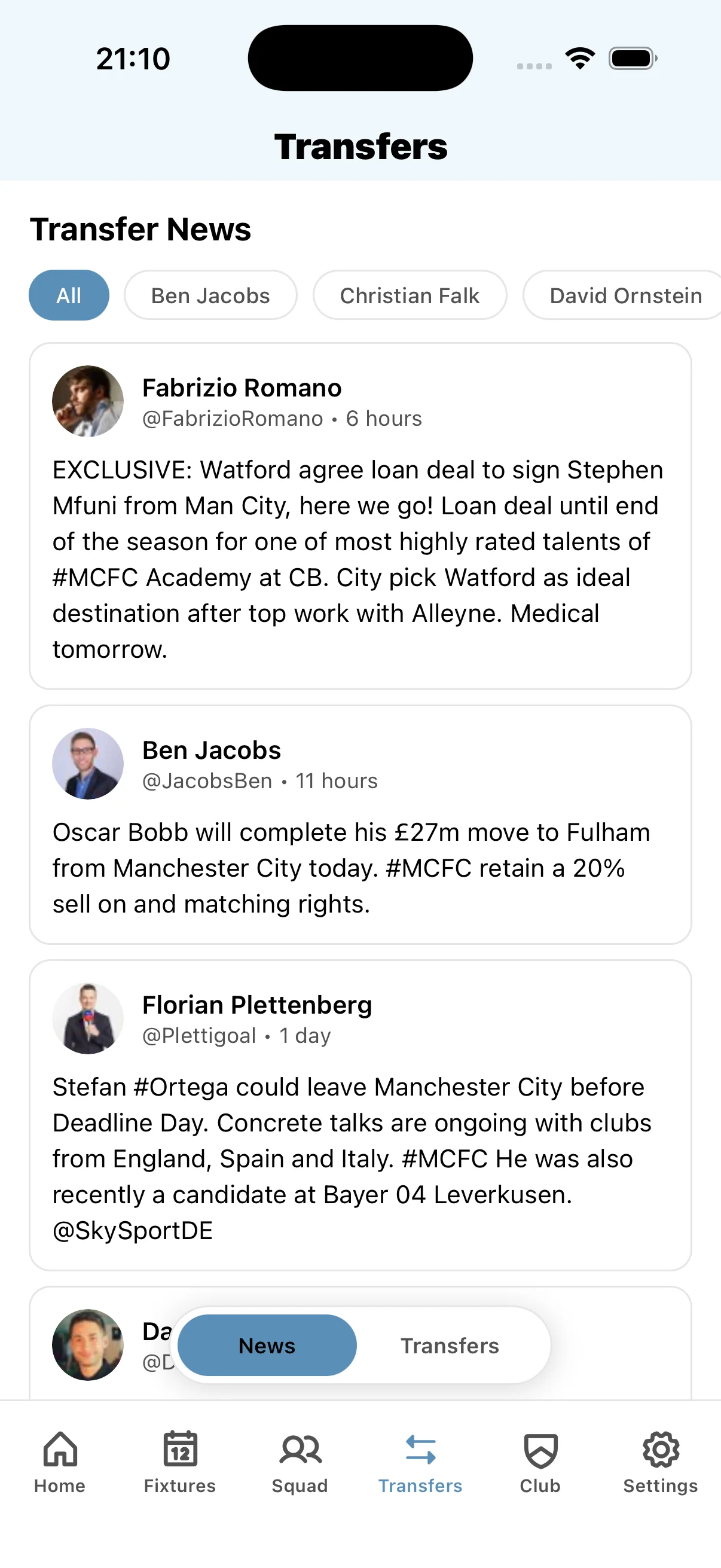 Manchester City transfer window updates with completed signings, reliable rumours from tier 1 journalists, and contract news